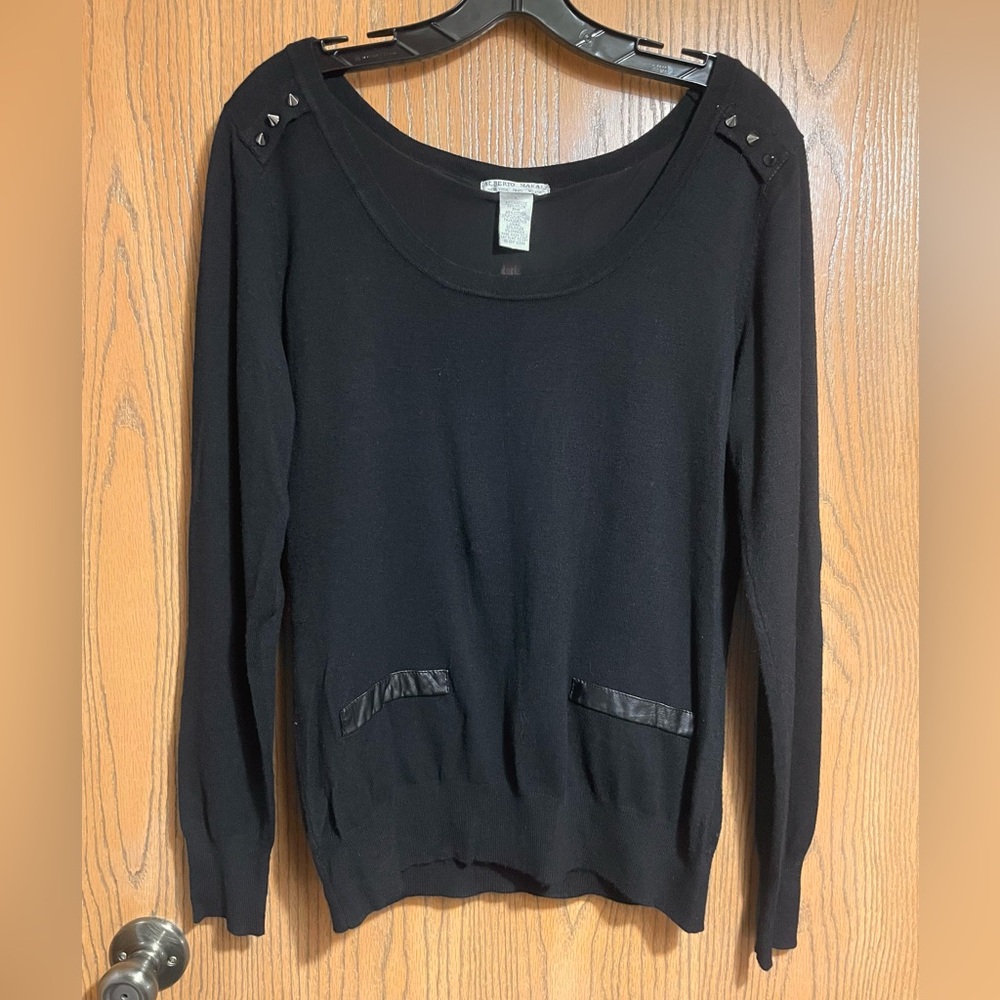 Alberto Makali Black Knit Sweater with Sheer Open Back